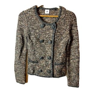 CAbi Ritz Double Breasted Tweed Sweater Jacket XS Style 3010 Career Wear Warm